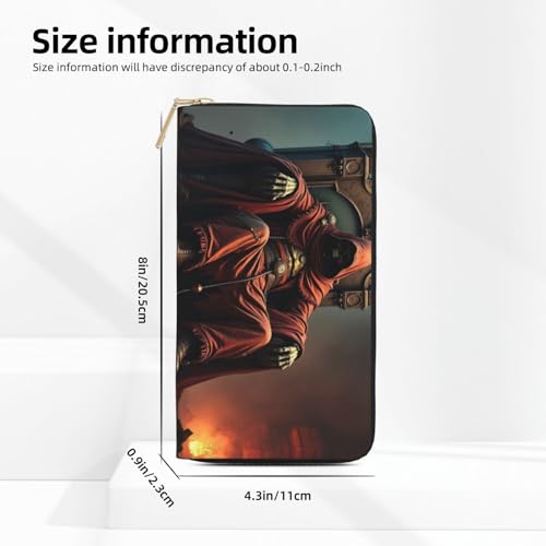 Wallet Women - Gothic Red Skeleton King Print Leather Wallet for Women with Zipper, Cute Bifold Long Ladies Wallets2
