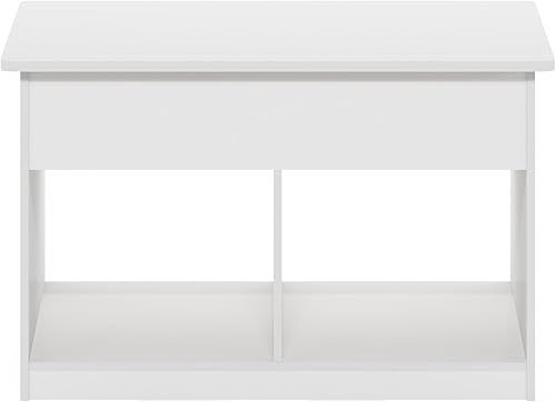 Miniatura 8 de Furinno Jensen - Mesa auxiliar elevable para sala de estar con compartimento oculto, color blanco sólido