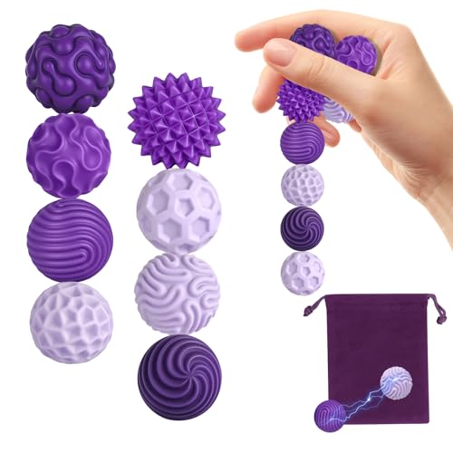 Zingbee 8 Stück Magnetische Fidget Toys, Silikon Magnetkugeln Anti-Stress Bälle, Sensorik Spielzeug für Erwachsene und Kinder, Sensorische Magnetische Kugeln Set, Stressabbau und Entspannung（Lila）