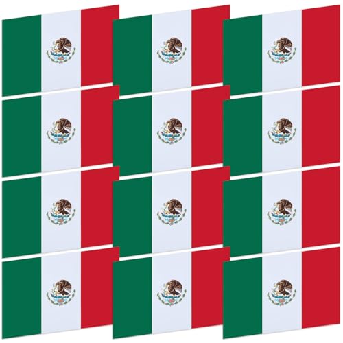 Relaxweex 12 Pcs Mexico Mexican Flag Car Magnet 7 x 4.75 Heavy Duty Automotive Mexican Soccer Sticker for Car Truck SUV Durable Magnetic Decal Patriotic Fridge Accessory