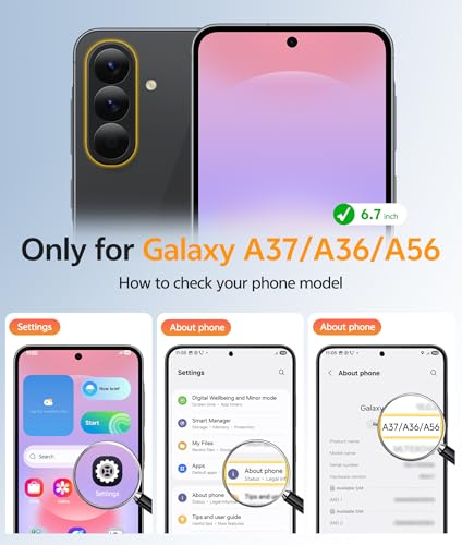 Image of FNTCASE for Galaxy A37 5G Phone Case: Samsung A36 5G Case [Compatible with Magsafe] Matte Translucent [Screen Protector] Military Grade Protection for Samsung A37 & A36 Cases - Black