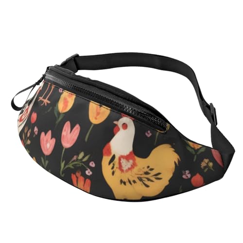 Riñonera Militar Hombre Unisex Bolsos Bandolera Lindos Pollos Gallos Moda Riñoneras De Cintura para Aptitud Fiesta Entrenamiento 14X35Cm