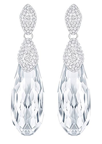 Swarovski Height Pierced Earrings, White, Rhodium Plating