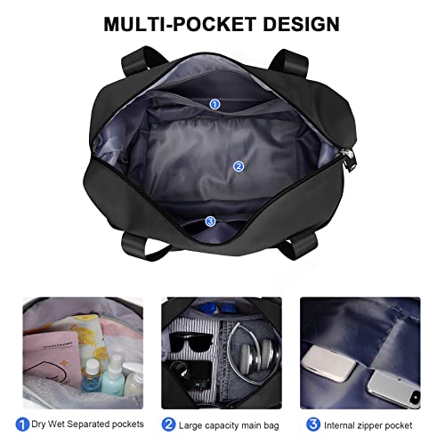 Travel Duffel Bag, Carry On Shoulder Weekender Overnight Bag For Women With Trolley Sleeve,Sports Tote Gym Bag, Black #TOP7