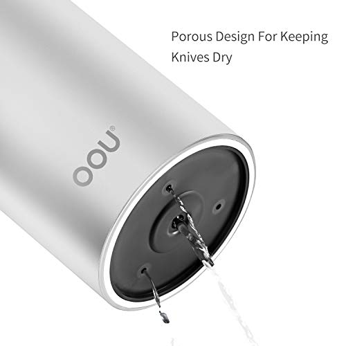 Oou Universal Knife Block Holder - Round Kitchen Knife Storage Unique Slot Design To Protect Blades, Space Saver Knife Organizer Detachable For Easy Cleaning, White #TOP5