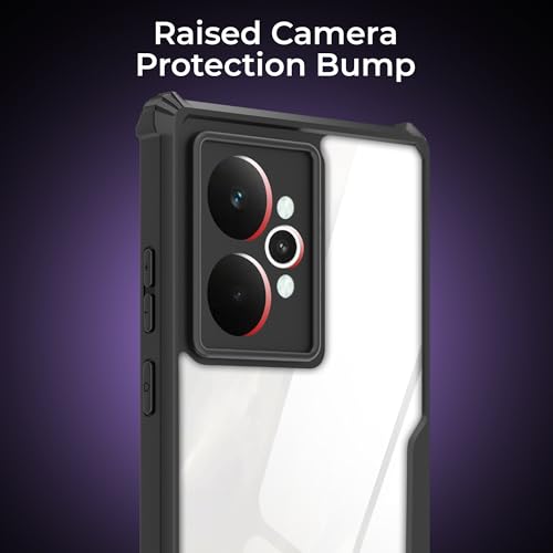 Image of A rtistque Clear Hard Transparent Acrylic Armor Anti-Drop Shockproof TPU Edge Back Cover Case for Realme 15 5G - Black