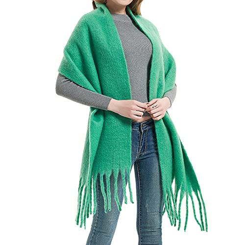 Hamburger Schal, großer Schal, Damen, lange Decke, klobig, übergroß, Winter, Herbst, warmer Schal, große Schals, Wickelschal, Crafty Mom Folkloric Schal, gelb, One size