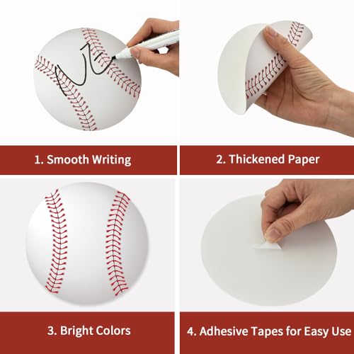 Image of Vuzvuv 60Pcs 6In Paper Baseball Cutouts Party Decor for Wall Bulletin Board