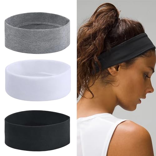 3 Piezas Diadema de Yoga, Deportiva Diademas Elásticas para Corriendo, Yoga, Fitness, Mujeres y Niñas (Negro, Blanco, Gris)