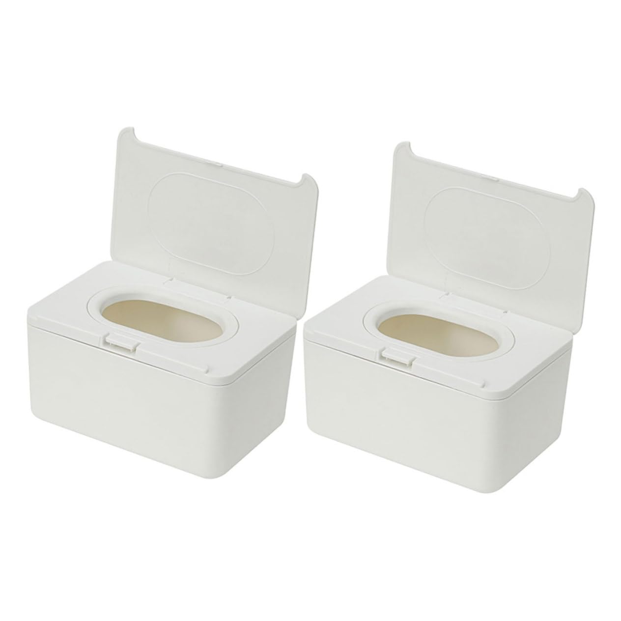 ERINGOGO 2 Boîtes à Lingettes pour Bébé en Plastique Blanc, Réutilisables et Portables, pour Salon et Intérieur, Couvercle Hermétique, Lot Pratique