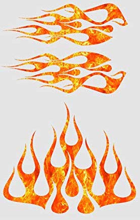 Image of STYLE1 Multi-Color Flame Decal Kit Golf Cart, UTV, RC, ATV, Mower, Motorcycle Tank (D - XLarge, PG26-101-000 SM LT Yellow)