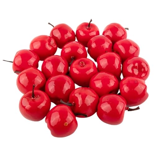 Hperu Artificial Apples 20Pcs 1.2x1.4inch Simulation Realistic Christmas Mini Apples Unfading Decorative Fake Apples for Xmas Party Photography Artificial Fruit