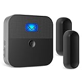 Door Open Alert BITIWEND Wireless Door Sensor Chime for Office/Home/Store,Door Open Chime Window Alarm Operate Range 600ft with 52 Chimes 4 Volume Level, 2 Door Sensors+1 Plug-in Receiver,Black