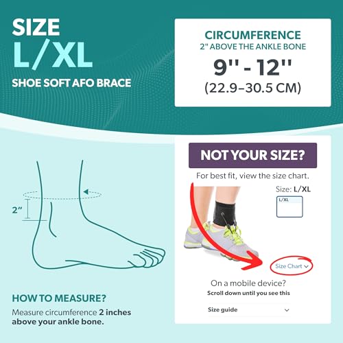 Image of BraceAbility AFO Foot Drop Brace - Adjustable Soft Ankle Foot Orthosis Drop Foot Brace for Men and Women, Walking with Shoes, Toe Lifter Support, Dorsiflexion Assist Brace Fits Left or Right (L /XL)