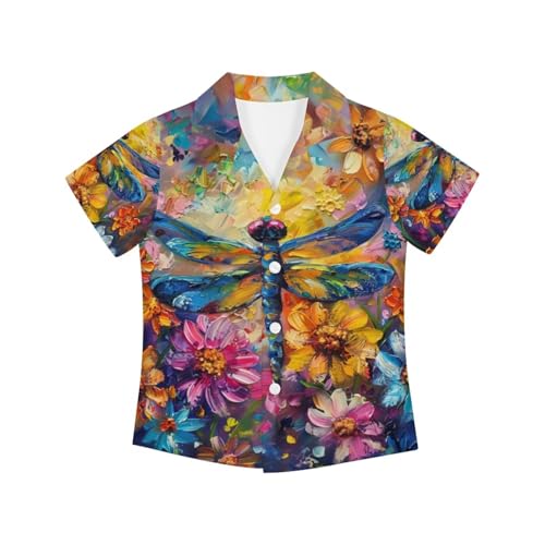 Image of PinUp Angel Funky Casual Hawaiian Shirt Kids Boys Girls Art Oil Painting Animal Pattern Short Sleeve Unisex Beach Shirt