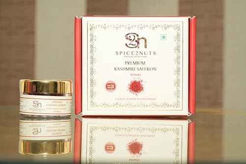 Image of SPICE2NUTS Premium Kashmiri Saffron, Pure Grade A, Glass Jar (1 Gram)