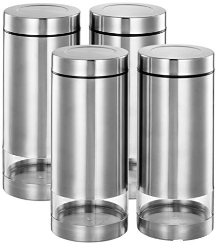 Amazon Brand – Solimo Stainless Steel See Through Containers, Set of 4 (1000 ml each) Amazon Brand – Solimo Stainless Steel See Through Containers, Set of 4 (1000 ml each)