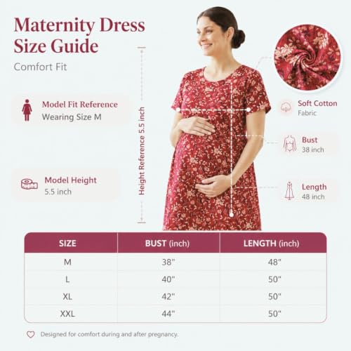 Image of Zero Clothing Feeding Dress for New Moms Casual Loungewear Ankle Length | Cotton Maternity Nighty | Zipless Feeding Dresses for Women | Pregnancy & Nursing Wear