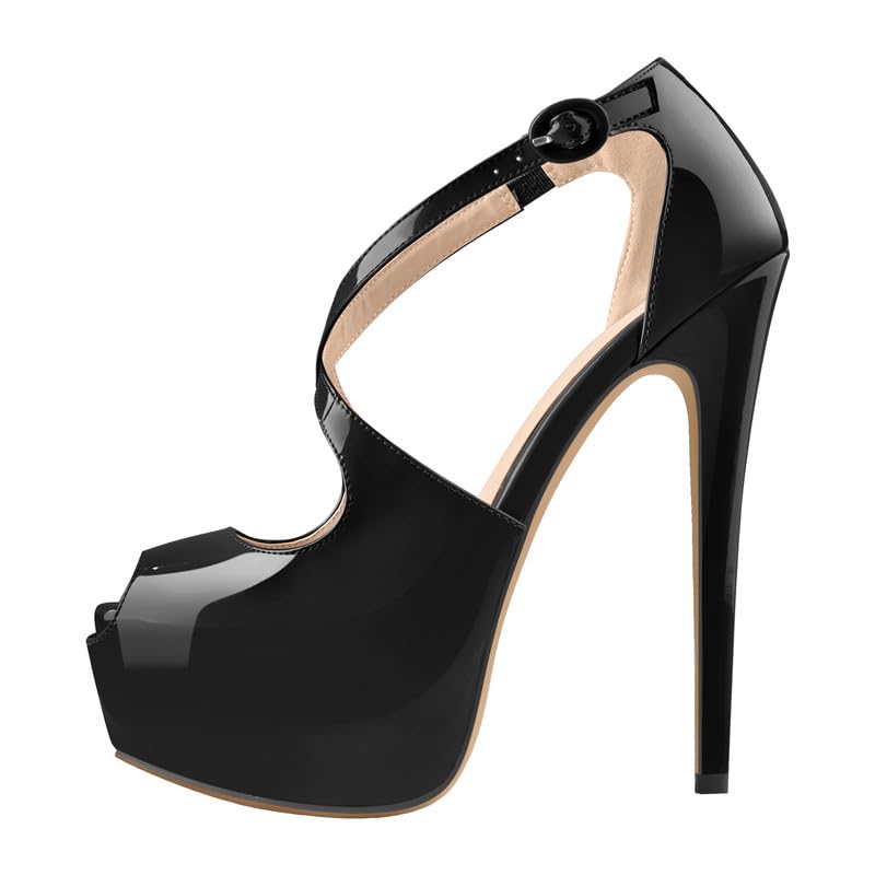Crisscross Strappy Platform Pumps for Women Peep Toe Stiletto High Heels