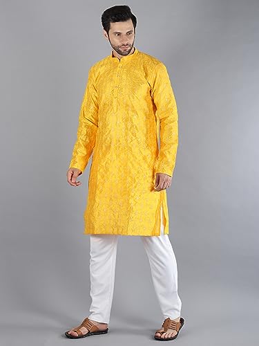 Image of Uri and MacKenzie Embroidery Silk Men's Kurta Pyjama Set