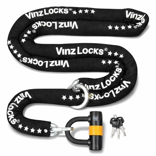 VINZ Trivor Kettenschloss ø11mm | ART 4 Zertifikat | Motorradschloss Kette Mopedschloss | sicheres Motorrad schloss Roller & E-scooter & Panzerschloss | 120-300 cm x (300cm)