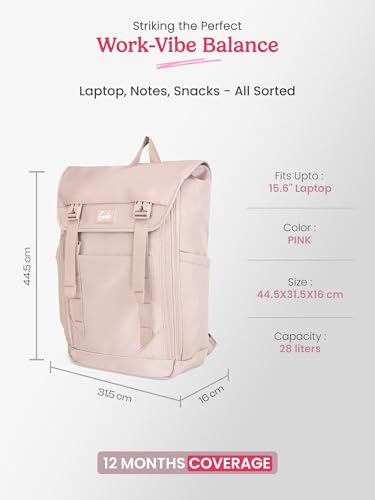 Image of Genie Skye Laptop Backpack for Girls (28L) | Versatile Office, College & Travel Laptop Backpack | Padded Laptop Sleeve | Pink
