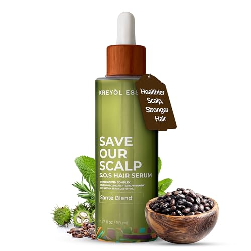 Kreyl Essence Hair Growth Serum for Women & Men Save Our Scalp S.O.S Scalp Serum with Redensyl + Cold-Pressed Haitian Black Castor Oil for Thicker Fuller-Looking Hair All Hair Types 1.7 fl oz