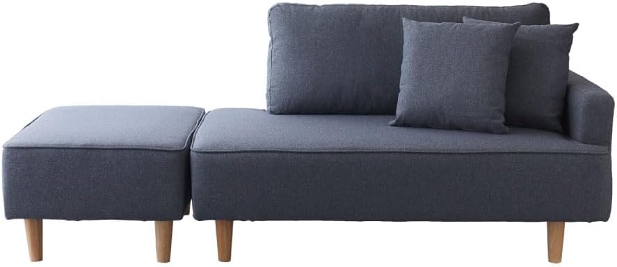 SAKODA Lilemit Couch Sofa, 2-Seater and 3-Seater, Pocket Coil, Compact L-Shaped Sofa, Corner Sofa with Ottoman, Northern European Style, Natural Simple (Gray, Width 67 inches)