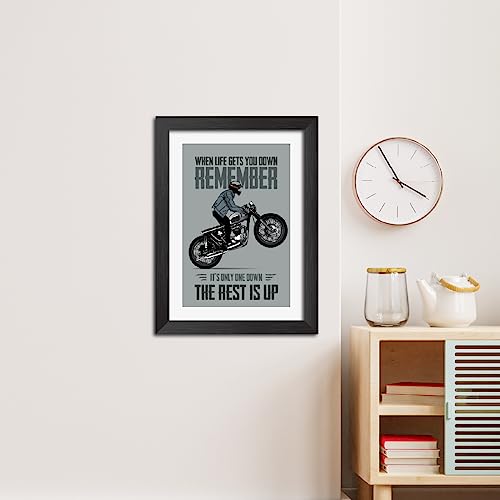 Image of TenorArts Motorcycle Riding Posters Photo Frame Bikers Bullet Rider Motivational Quotes Laminated Poster Framed Painting with Matt Finish Frames (9inches x 12inches) (Rest is Up)