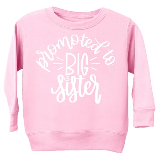 Olive Loves Apple Promoted to Big Sister Sweatshirt Sibling Reveal Announcement for Baby and Toddler Girls Sibling Outfits Pink Sweatshirt 2T