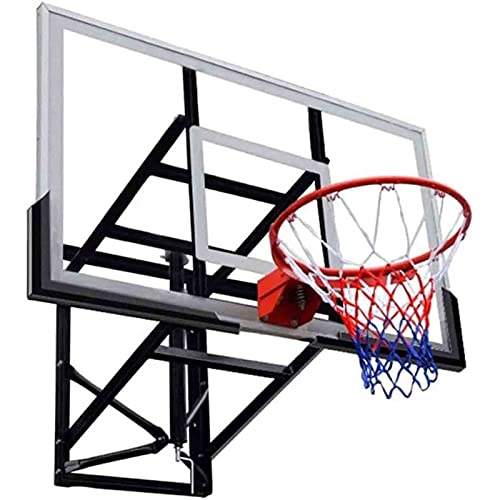 ZKLL Basketball Wall-Mount Boards,Height-Adjustable Tempered Glass Basketball Hoop,Lifting Range 70cm,Double Spring,Reinforced Steel Ring Basket,for Home or Stadium Use