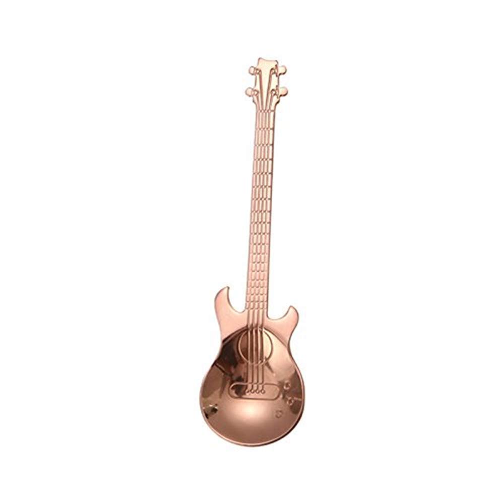 COMIART 4-Piece 4.7-Inch 18/10 Stainless Steel Guitar Mixing Stirring Coffee Tea Spoons - Healthy,Elegant,Mutifunctional for Cafe Latte,Espresso,Hot Chocolate,Hot Drinks,Cocktail,Dessert - Rose Gold