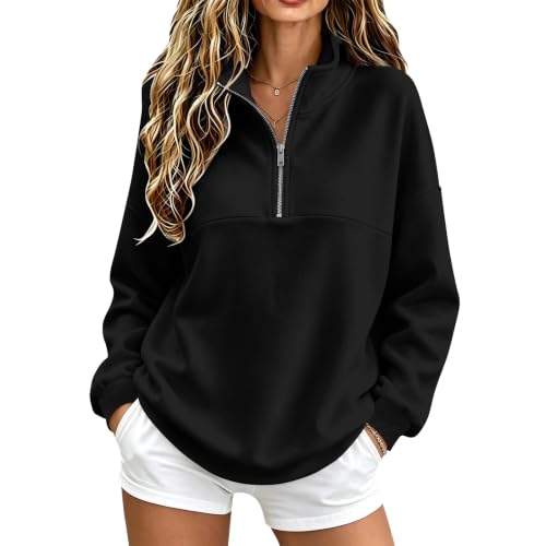 Gumipy Quarter Zip Pullover Women Hooded Sweatshirt Cute Fall Sweatshirts - image 1