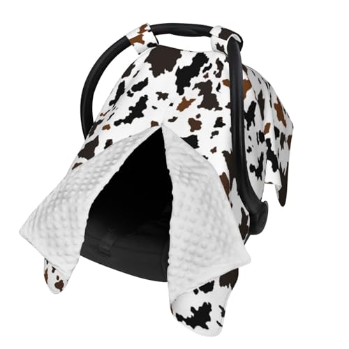 Image of Western Cow Print Baby Car Seat Canopy Cover Multi Use Nursing Cover for Mom Nursing Covers Newborn Cow Print Shower Gift