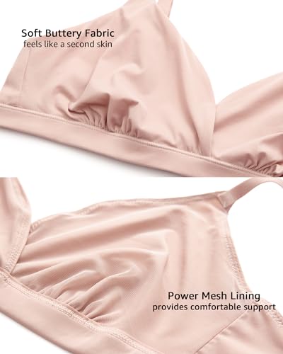 Image of INLYRIC Women's Inbarely Triangle Bralette Comfortable Unlined V Neck Wireless Smoothing Bra Top Stretch