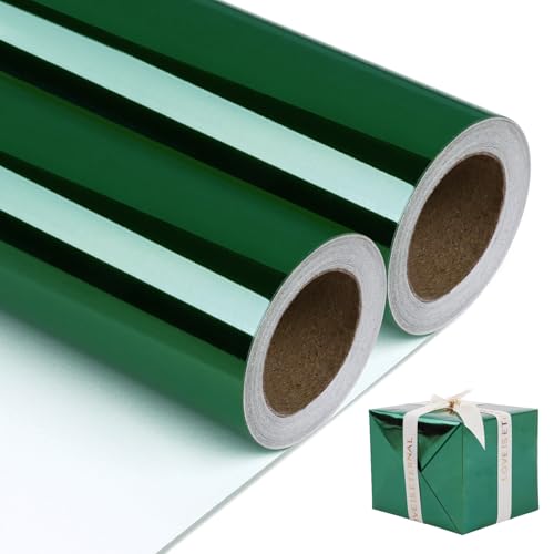 NESCCI Dark Green Metallic Wrapping Paper, Solid...