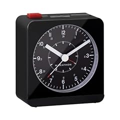 MARATHON Analog Desk Alarm Clock with Auto Night Light, Black/Black Silent Smooth Sweep Alarm &