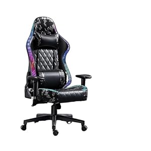 Gaming stoel, Gamingstoel Camouflageleer Computerstoel Gamerstoel Ergonomische stoel Stoel (Color : Rgb Camouflage Pedal)