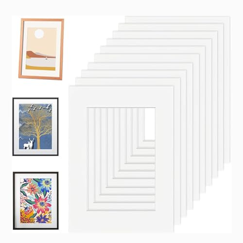 GETRICH 10 Piezas Papel Paspartú 14,5x20 cm Passepartout A4 Passepartout Carton Paspartú Blanco para Enmarcar Imágenes Fotos Carteles Impresiones Artísticas