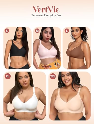 Vertvie Jelly Bra No Underwire Seamless Push Up Full Coverage, NUD/SEM, S - image 5