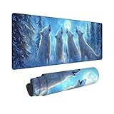 マウスパッド 月狼 大型 防水 ゲーミング マウスパッド 70 x 30 cm 拡張 キーボードパッド 滑り止めゴム底 滑り止め デスクマット おしゃれ キーボードパッド マウス対応 耐洗い表面 快適操作性 ゲーム 仕事 ホーム用 オフィス 女性へのプレゼント Z-904