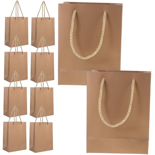 FRCOLOR 10pcs Paper Bags Handles for Birthday Holiday and Themed Parties Sturdy Tote Design for Presents Treats and Favors