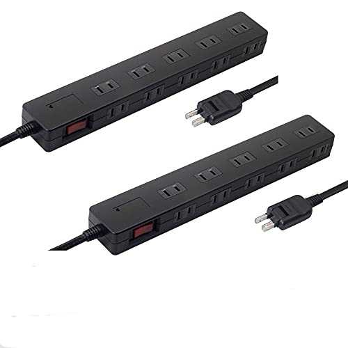 スタイルド 【2個セット】 雷ガード ブレーカー付 10個口 1500W 電源タップ 一括集中スイッチ マグネット スイングプラグ (AC10口・ブラック, 電源コード1m・2個セット)