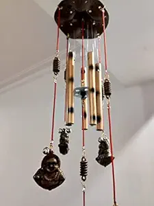 DN Enterprises Handcrafted Wind Chime for Wall Hanging Home Decoration (45 cm) | 5 Bell 5 Buddha Wind Chimes for Home Decor or Positive Vibration