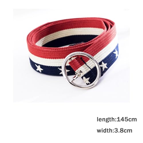 Stars and Stripes Bee Belt For Women D Ring buckle Canvas belt men Web Belts plus size red CHIC gift american style2