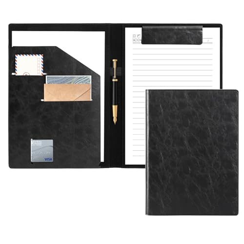 NAYIV クリップボード PU バインダー A4 会議 パッド 24.5*32CM クリップボード ２つ折り 契約書 フォルダー 多機能マグネットフォルダー ペン掛け用 しおり 送る 付箋 電卓 はがき 契約書請求書などに (ブラック1)