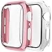 Fengyiyuda Funda[2 Pack] Compatible con Apple Watch 38/40/42/44mm,Estuche con TPU Protector de Pantalla,Caja Protector Anti-Choque Caso para IWatch Series se/6/5/4/3/2/1-Rose Gold/Clear,40mm