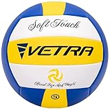 VETRA Volleyball Soft Touch Volley Ball Official Size 5 Yellow/Blue/White Outdoor Indoor Beach Gym Game Ball New (Yellow/Blue/White)