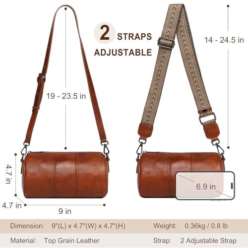 Image of COOLCY Crossbody Bags for Women Genuine Leather Soft Trendy Circle Cross Body Shoulder Bag Designer Cylinder Purses handbags