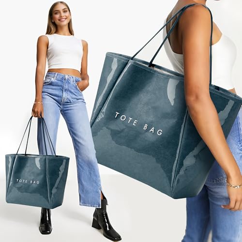 Image of KALIDI PVC Tote Women Weekender Bag Large Shopper Handbag Oversize Shoulder Travel Purse